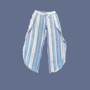 Anthropologie DREW Blue, Lilac, White & Peach Side Split Cropped Pants